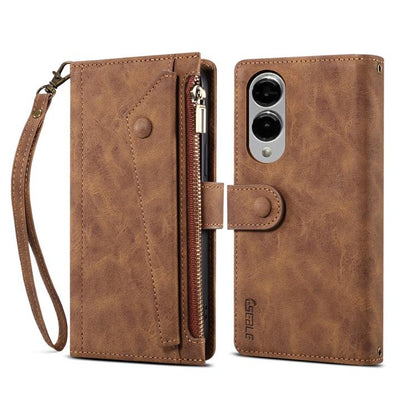 For Samsung Galaxy S25 Edge 5G ESEBLE Retro Frosted RFID Flip Leather Phone Case(Brown) - Galaxy S25 Edge 5G Cases by ESEBLE | Online Shopping UK | buy2fix
