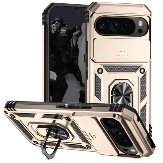 For Google Pixel 9 Pro Sliding Camshield Holder Phone Case(Gold) by buy2fix