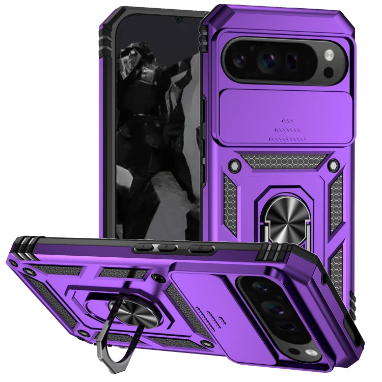 For Google Pixel 9 Pro Sliding Camshield Holder Phone Case(Purple) - Google Cases by buy2fix | Online Shopping UK | buy2fix