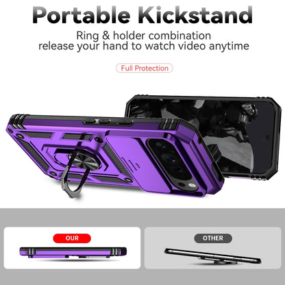 For Google Pixel 9 Pro Sliding Camshield Holder Phone Case(Purple) - Google Cases by buy2fix | Online Shopping UK | buy2fix