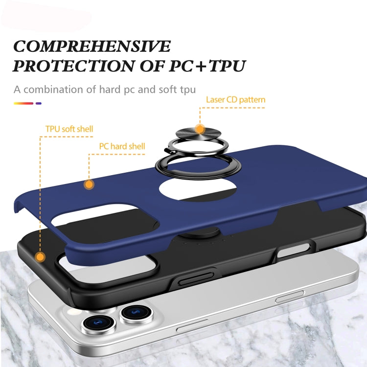 For iPhone 16 Plus Magnetic Ring Holder Phone Case(Navy Blue) - iPhone 16 Plus Cases by buy2fix | Online Shopping UK | buy2fix