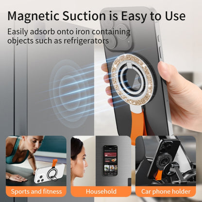 Glitter Magnetic Ring Buckle Holder(Black + Orange) - Ring Holder by buy2fix | Online Shopping UK | buy2fix