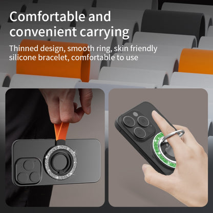 Glitter Magnetic Ring Buckle Holder(Black Silver + Orange) - Ring Holder by buy2fix | Online Shopping UK | buy2fix