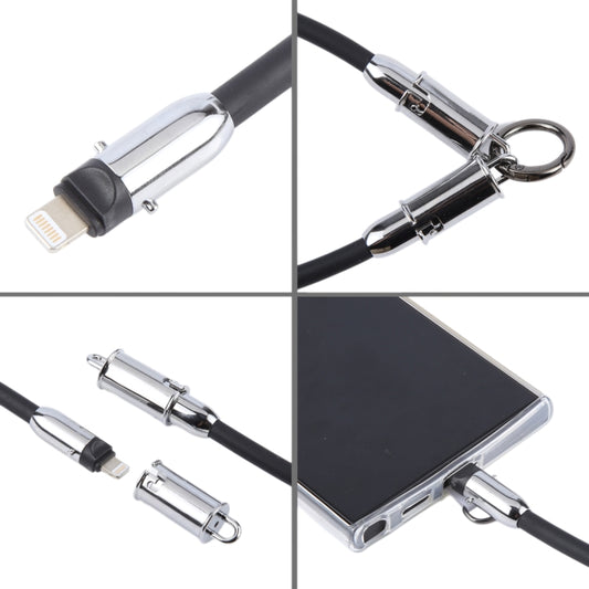 USB-C / Type-C to 8 Pin Data Cable Phone Anti-lost Short Lanyard, Length: 30cm(Black Braid) by buy2fix