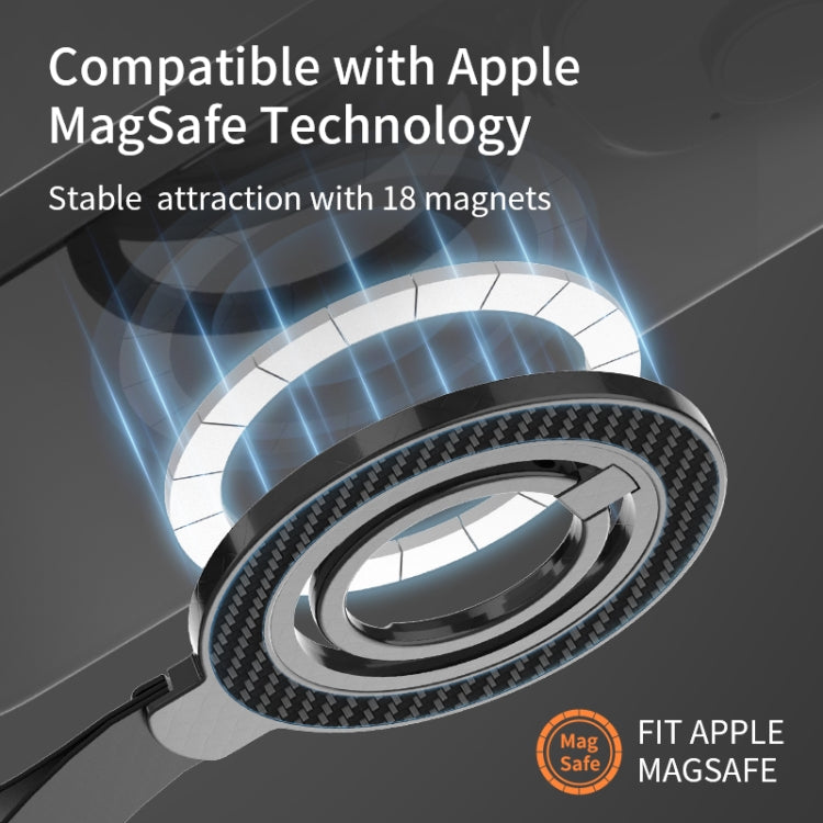 Carbon Fiber Magnetic Ring Buckle Holder(White + Orange) - Ring Holder by buy2fix | Online Shopping UK | buy2fix