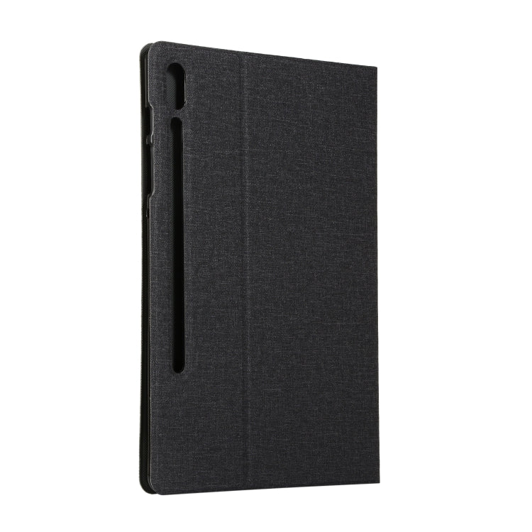 For Samsung Galaxy Tab S7 T870 2020 / Tab S8 Voltage Stretch Fabric Texture Leather Case with Holder(Black) by buy2fix