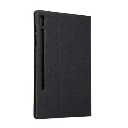 For Samsung Galaxy Tab S7 T870 2020 / Tab S8 Voltage Stretch Fabric Texture Leather Case with Holder(Black) by buy2fix