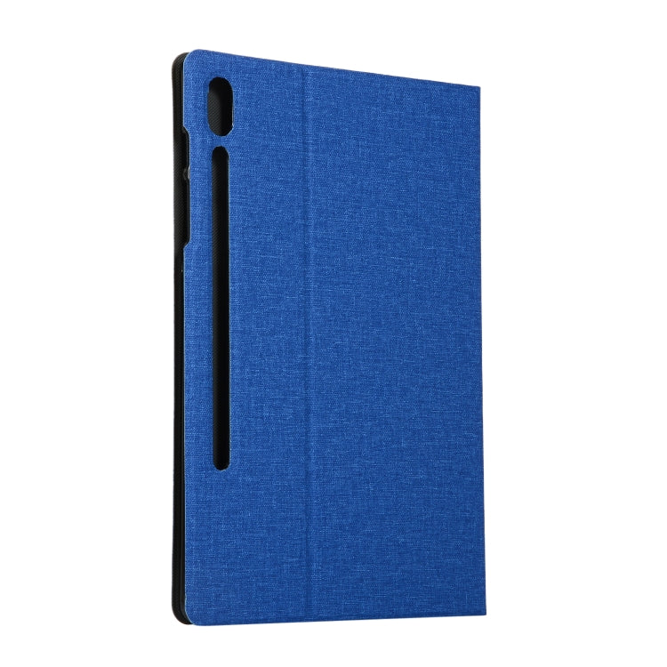 For Samsung Galaxy Tab S7 T870 2020 / Tab S8 Voltage Stretch Fabric Texture Leather Case with Holder(Blue) by buy2fix