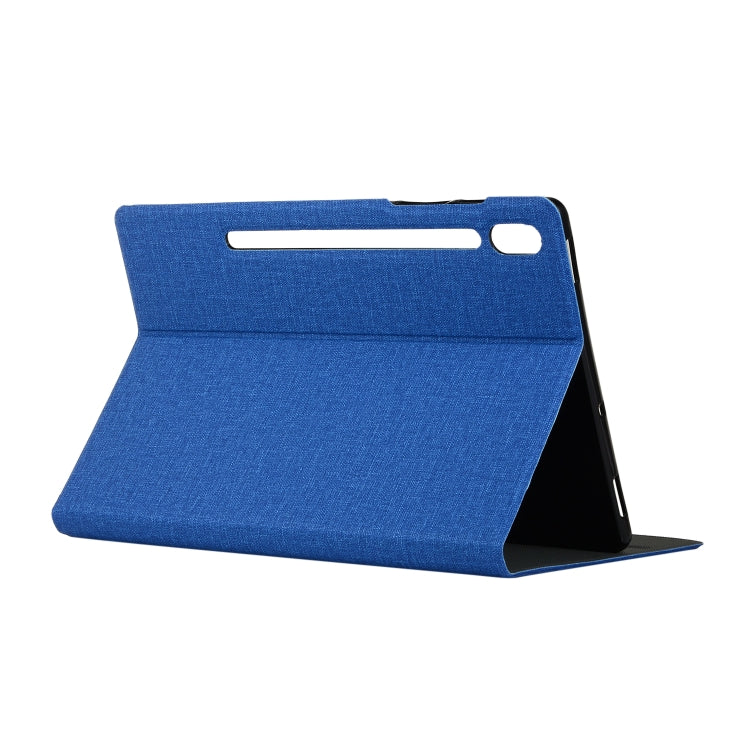 For Samsung Galaxy Tab S7 T870 2020 / Tab S8 Voltage Stretch Fabric Texture Leather Case with Holder(Blue) by buy2fix