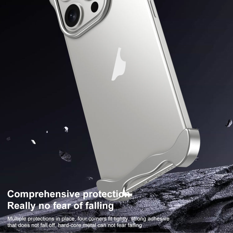 For iPhone 16 Pro Aromatherapy Alloy Frameless Phone Case(Silver) - iPhone 16 Pro Cases by buy2fix | Online Shopping UK | buy2fix