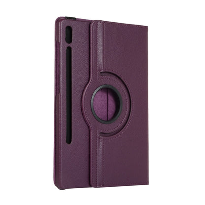 For Samsung Galaxy Tab S7 T870 2020 / Tab S8 Litchi Texture Horizontal Flip 360 Degrees Rotation Leather Case with Holder(Purple) by buy2fix