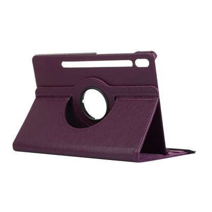 For Samsung Galaxy Tab S7 T870 2020 / Tab S8 Litchi Texture Horizontal Flip 360 Degrees Rotation Leather Case with Holder(Purple) by buy2fix