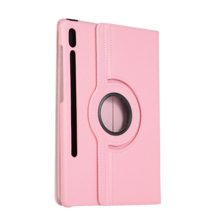 For Samsung Galaxy Tab S7 T870 2020 / Tab S8 Litchi Texture Horizontal Flip 360 Degrees Rotation Leather Case with Holder(Pink) by buy2fix