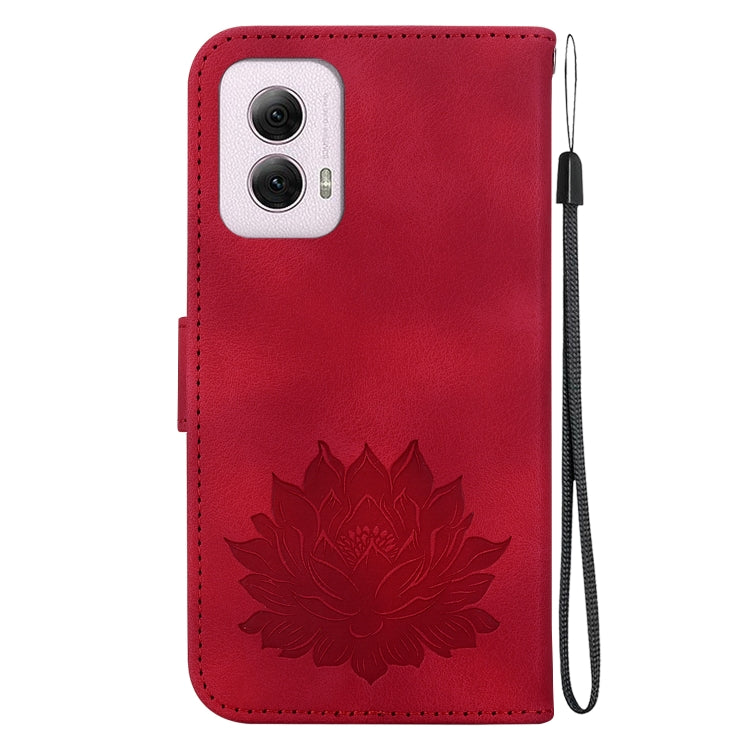 For Motorola Moto G Power 5G 2024 Lotus Embossed Leather Phone Case(Red) - Motorola Cases by buy2fix | Online Shopping UK | buy2fix