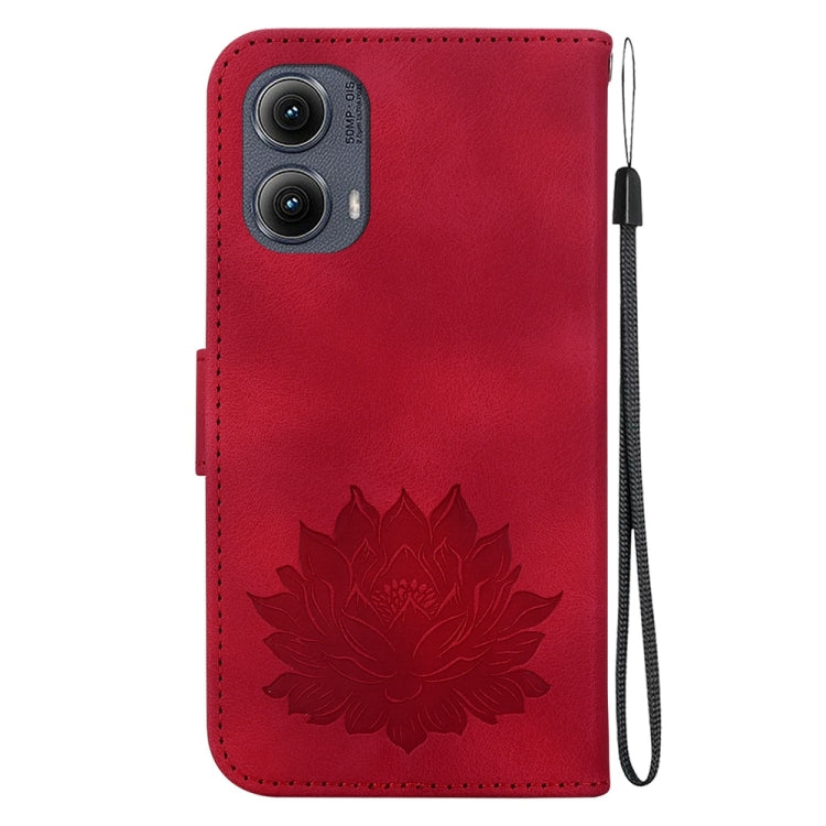 For Motorola Edge 2024 Lotus Embossed Leather Phone Case(Red) by buy2fix