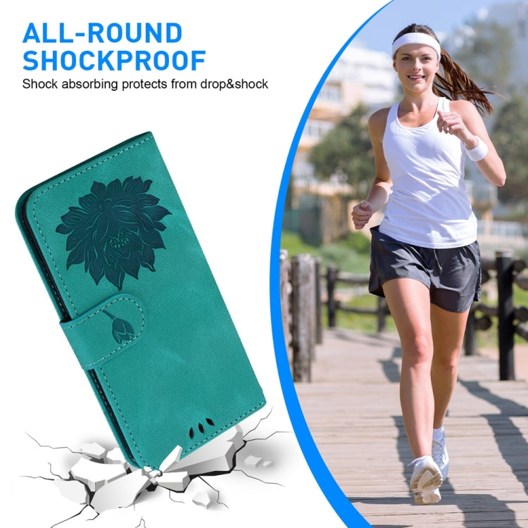 For Motorola Edge 2024 Lotus Embossed Leather Phone Case(Green) by buy2fix