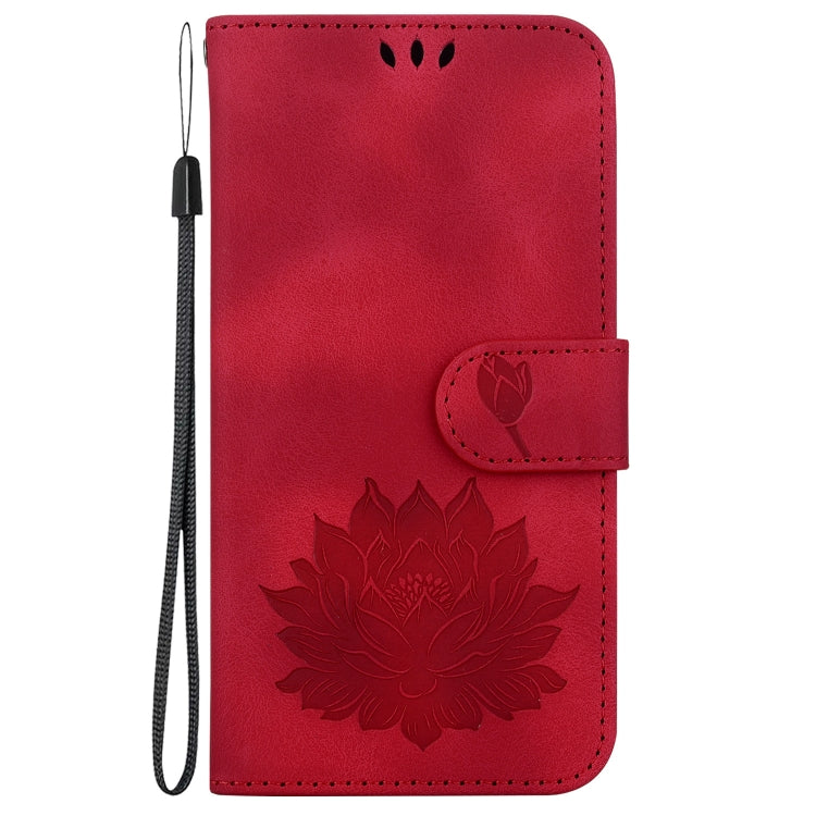 For iPhone 16 Lotus Embossed Leather Phone Case(Red) by buy2fix