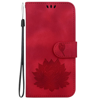 For iPhone 16 Lotus Embossed Leather Phone Case(Red) by buy2fix