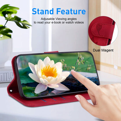 For iPhone 16 Lotus Embossed Leather Phone Case(Red) by buy2fix