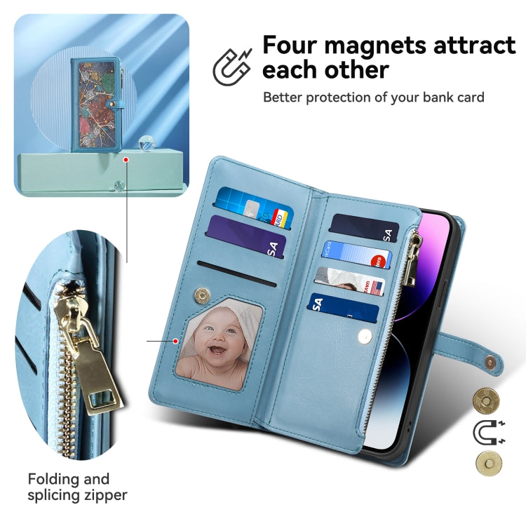 For Samsung Galaxy S24 Ultra 5G ESEBLE Star Series Lanyard Zipper Wallet RFID Leather Case(Blue) - Galaxy S24 Ultra 5G Cases by ESEBLE | Online Shopping UK | buy2fix