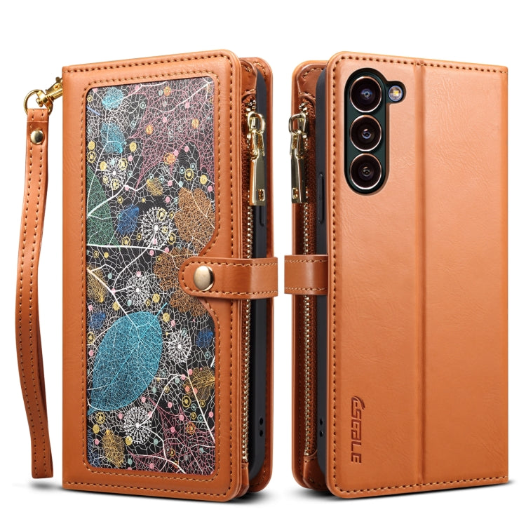 For Samsung Galaxy S24+ 5G ESEBLE Star Series Lanyard Zipper Wallet RFID Leather Case(Brown) - Galaxy S24+ 5G Cases by ESEBLE | Online Shopping UK | buy2fix