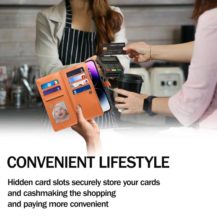 For Samsung Galaxy S25 Edge 5G ESEBLE Star Series Lanyard Zipper Wallet RFID Leather Case(Brown) - Galaxy S25 Edge 5G Cases by ESEBLE | Online Shopping UK | buy2fix