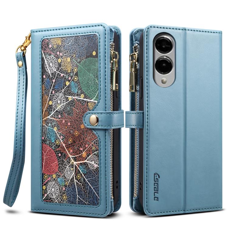 For Samsung Galaxy S25 Edge 5G ESEBLE Star Series Lanyard Zipper Wallet RFID Leather Case(Blue) - Galaxy S25 Edge 5G Cases by ESEBLE | Online Shopping UK | buy2fix