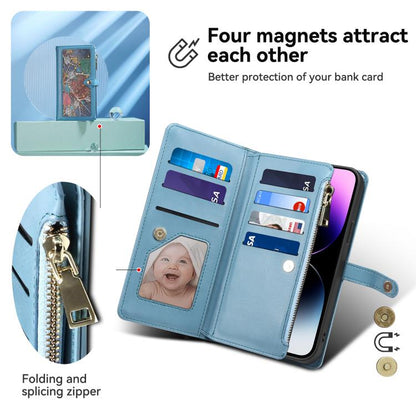 For Samsung Galaxy S25 Edge 5G ESEBLE Star Series Lanyard Zipper Wallet RFID Leather Case(Blue) - Galaxy S25 Edge 5G Cases by ESEBLE | Online Shopping UK | buy2fix