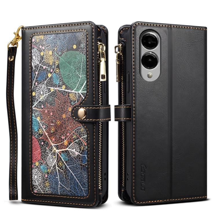 For Samsung Galaxy S25 Edge 5G ESEBLE Star Series Lanyard Zipper Wallet RFID Leather Case(Black) - Galaxy S25 Edge 5G Cases by ESEBLE | Online Shopping UK | buy2fix