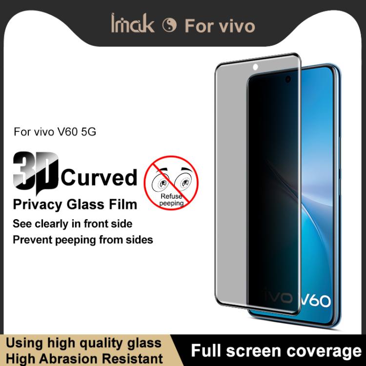 For vivo V60 5G Global imak 3D Curved Privacy Full Screen Tempered Glass Film - vivo Tempered Glass by imak | Online Shopping UK | buy2fix