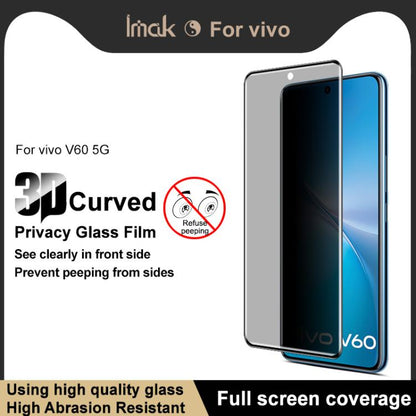 For vivo V60 5G Global imak 3D Curved Privacy Full Screen Tempered Glass Film - vivo Tempered Glass by imak | Online Shopping UK | buy2fix