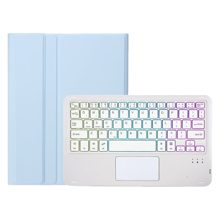 For iPad Air 11 2025 / 2024 / Air 5 10.9 / Air 4 A098B-AS Detachable Ultra-Thin Backlit Bluetooth Touch Keyboard Leather Tablet Case with Pen Slot(Light Blue) by buy2fix