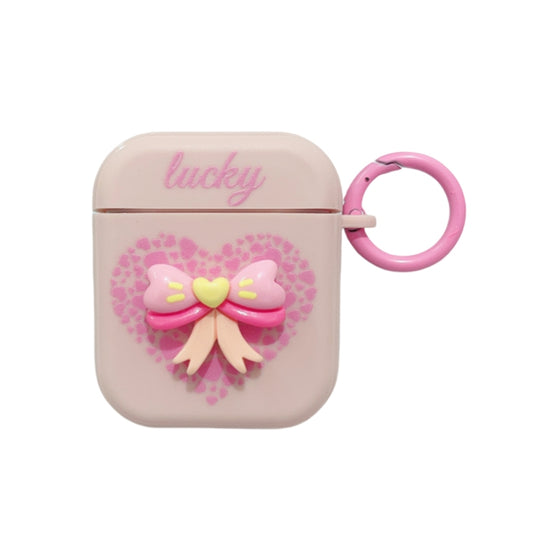 For AirPods 2 / 1 3D Love Bowknot Bluetooth Earphone Protective Case(Pink) by buy2fix