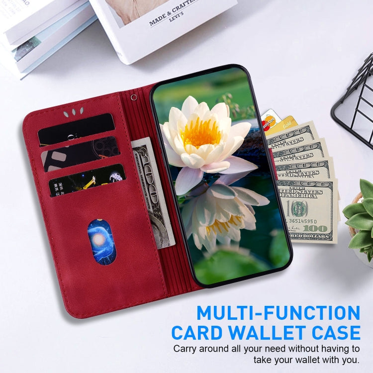 For Tecno Spark G0 2024 / Spark 20 Lotus Embossed Leather Phone Case(Red) by buy2fix