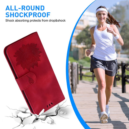 For Tecno Spark G0 2024 / Spark 20 Lotus Embossed Leather Phone Case(Red) by buy2fix