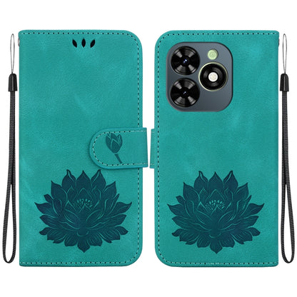 For Tecno Spark G0 2024 / Spark 20 Lotus Embossed Leather Phone Case(Green) by buy2fix