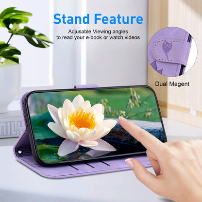 For Tecno Spark G0 2024 / Spark 20 Lotus Embossed Leather Phone Case(Purple) by buy2fix
