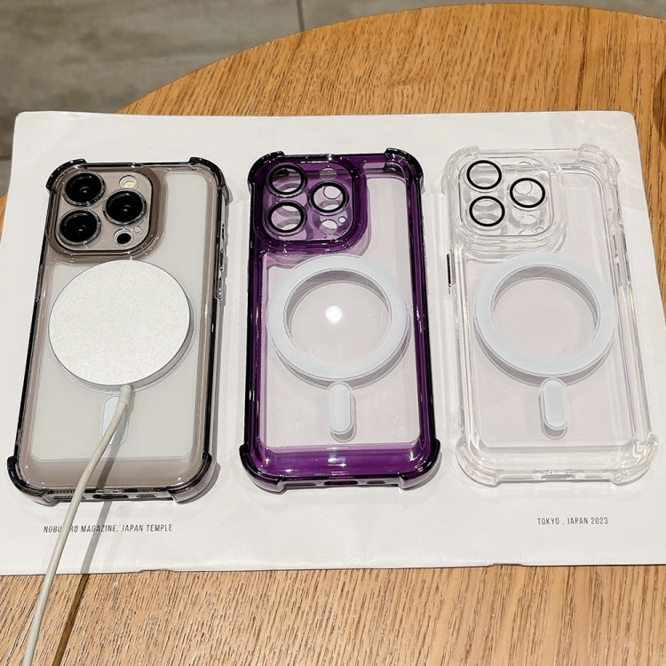 For iPhone 14 Plus Clear Acrylic + TPU MagSafe Magnetic Phone Case(Purple) by buy2fix