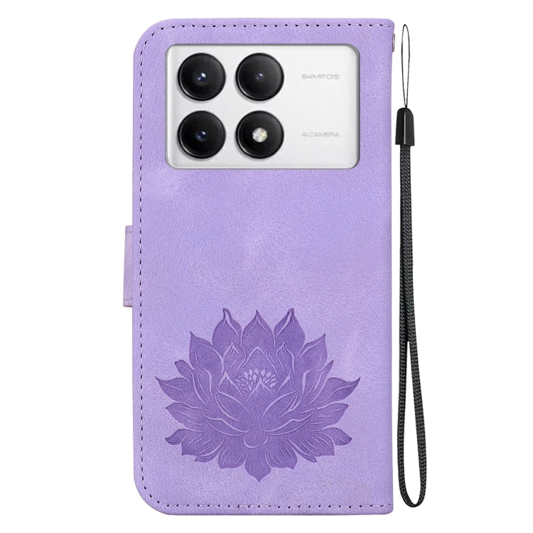 For Redmi K70 / K70 Pro Lotus Embossed Leather Phone Case(Purple) - K70 Cases by buy2fix | Online Shopping UK | buy2fix