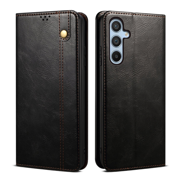 For Samsung Galaxy S25 5G Oil Wax Crazy Horse Texture Leather Phone Case(Black) by buy2fix