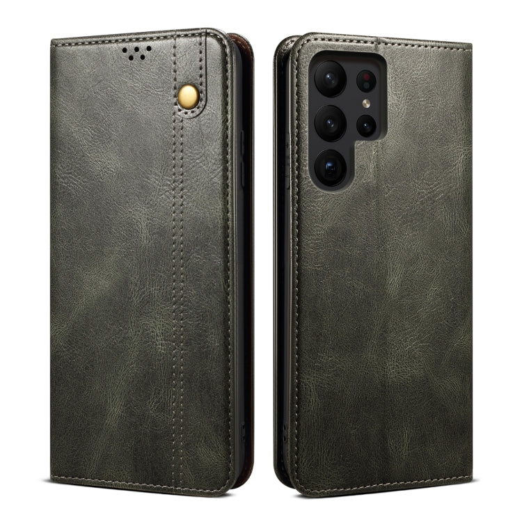 For Samsung Galaxy S25 Ultra 5G Oil Wax Crazy Horse Texture Leather Phone Case(Green) by buy2fix
