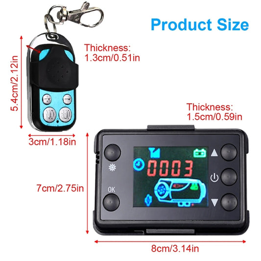 Car 12V / 24V Parking Heater LCD Monitor Switch with Remote Controller(Black) by buy2fix