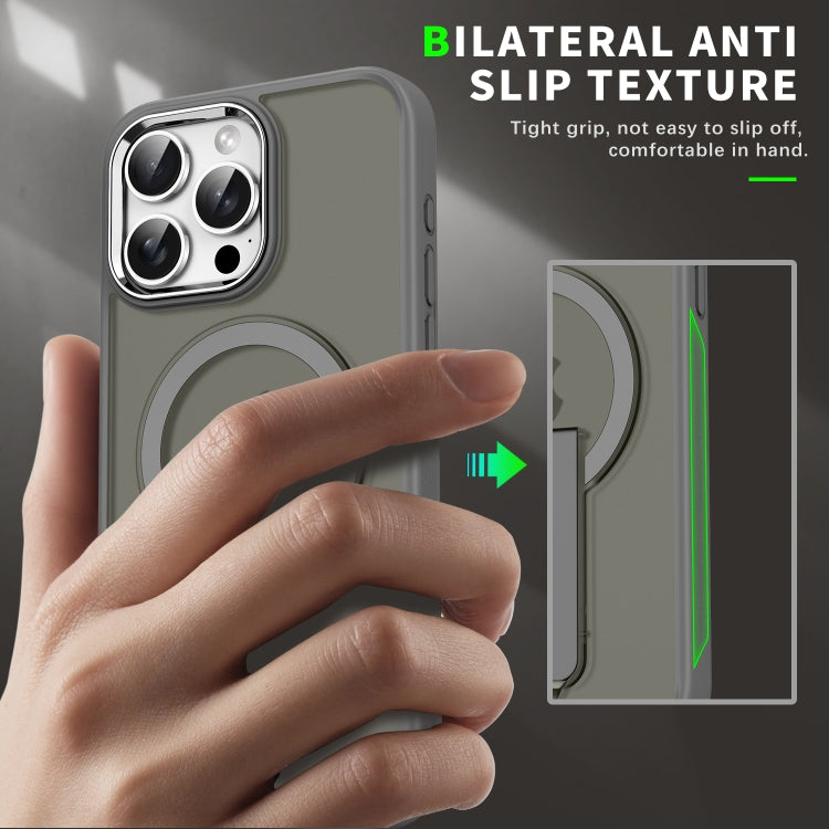 For iPhone 15 Acrylic Hybrid TPU MagSafe Holder Phone Case(Lavender Purple) by buy2fix