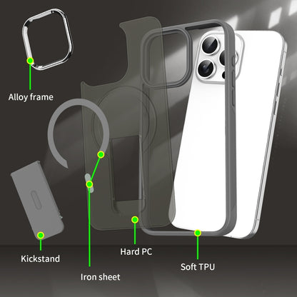 For iPhone 15 Acrylic Hybrid TPU MagSafe Holder Phone Case(Lavender Purple) by buy2fix