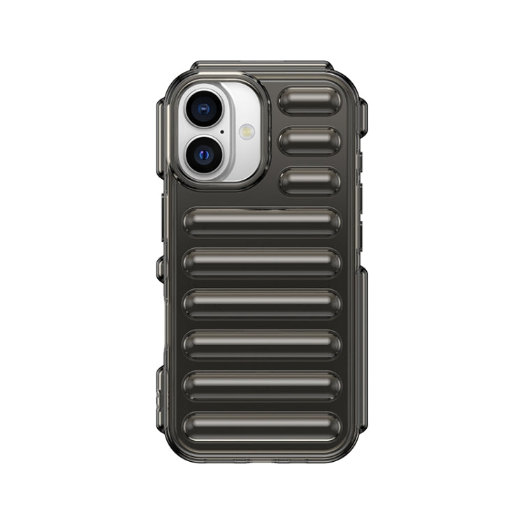 For iPhone 16 Capsule Series Candy Color TPU Phone Case(Transparent Grey) by buy2fix