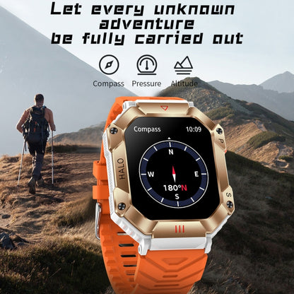 LEMFO KR80 2.0 inch BT5.1 IP67 Sport Smart Watch, Support Bluetooth Call / Sleep / Blood Oxygen / Heart Rate / Blood Pressure Health Monitor(White+Orange) - Smart Watches by LEMFO | Online Shopping UK | buy2fix