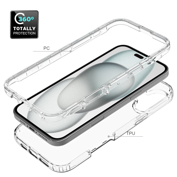 For iPhone 16 Plus Clear TPU Hybrid PC Shockproof Phone Case(Transparent) by buy2fix