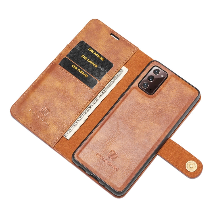 For Samsung Galaxy Note20 DG.MING Crazy Horse Texture Flip Detachable Magnetic Leather Case with Holder & Card Slots & Wallet(Brown) by DG.MING