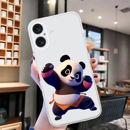 For iPhone 16 Plus Colored Drawing Pattern Transparent TPU Phone Case(Panda) - iPhone 16 Plus Cases by buy2fix | Online Shopping UK | buy2fix