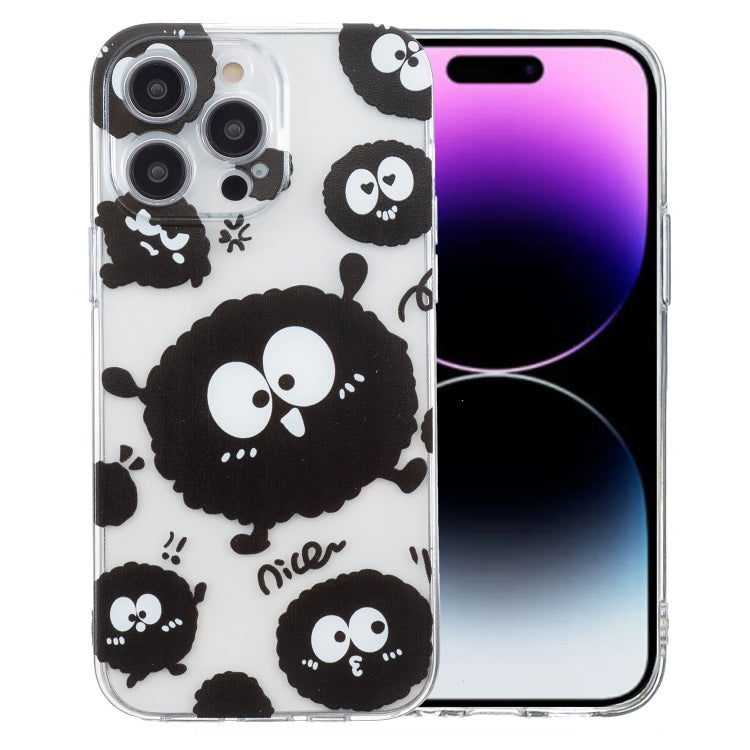 For iPhone 16 Pro Colored Drawing Pattern Transparent TPU Phone Case(Black Eye) - iPhone 16 Pro Cases by buy2fix | Online Shopping UK | buy2fix